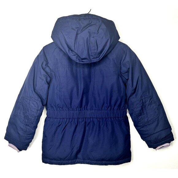 Lands End Kids Jacket Down Filled Sherpa Lined Hooded Grow-A-Long Coat Blue L - Picture 2 of 16